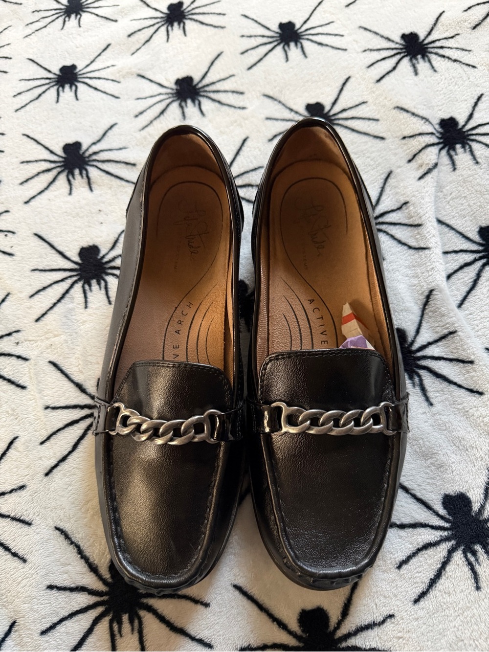 Black Women's Chain-Accent Loafers